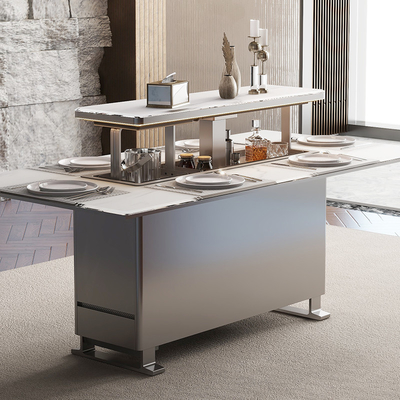Moderne marmeren bovenkonsole met basis van roestvrij staal Eettafel voor eetkamermeubelen