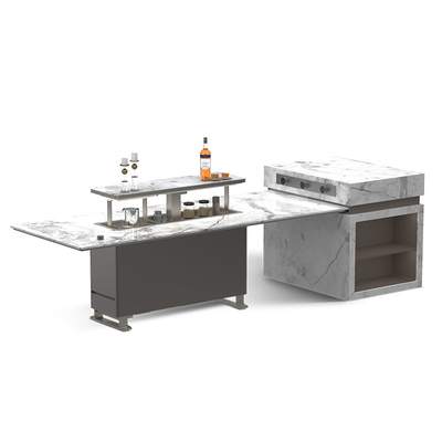 Modern Hoofdmateriaal Aluminium legering Eetkamer Meubelen Marmeren Tafel Bar Tafel eiland