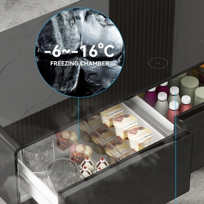 Moderne slimme koffietafel met bevroren lade en draadloos opladen