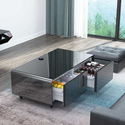 Moderne, stijlvolle zijtafel met ingebouwde lichtoplader en drankkoeler convertible
