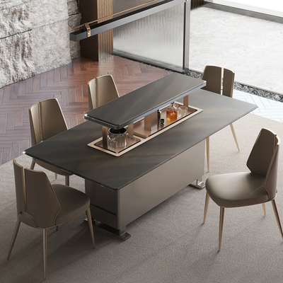 Moderne marmeren bovenkonsole met basis van roestvrij staal Eettafel voor eetkamermeubelen