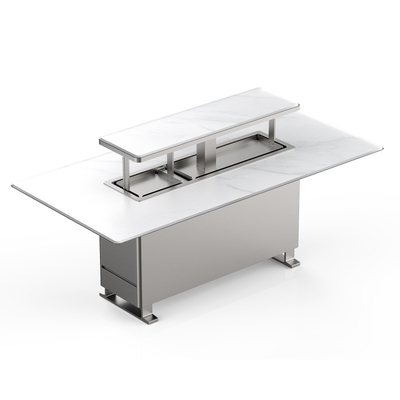 Moderne marmeren bovenkonsole met basis van roestvrij staal Eettafel voor eetkamermeubelen