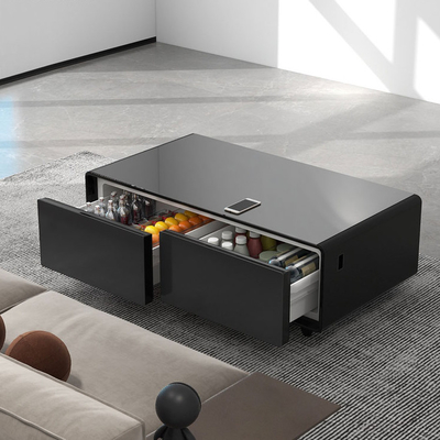 Moderne aluminium woonmeubelen Koffietafel met laden en glazen koelkast