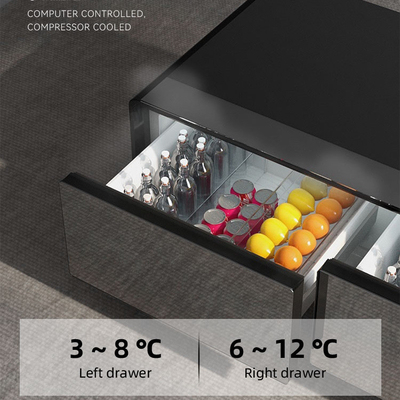 Moderne aluminium woonmeubelen Koffietafel met laden en glazen koelkast