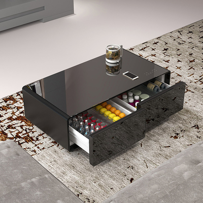 Verstelbare hoogte mini koelkast met USB draadloos opladen en modern ontwerp