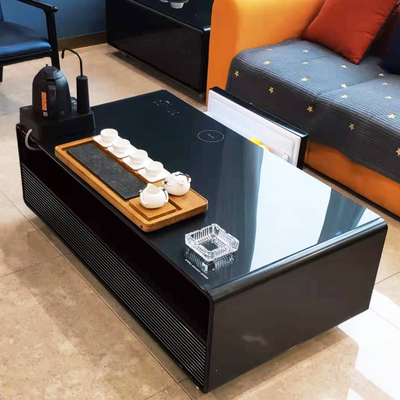 Modern gehard glas koffietafel met koelkastladen voor woonkamer Huismeubelen