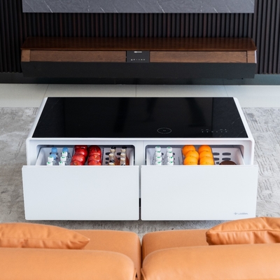 PORTABLE 2024 Primst Smart Refrigerator Koffietafel Mini-koelkasttafel met draadloos opladen muziekspeler Voor kantoorhotel
