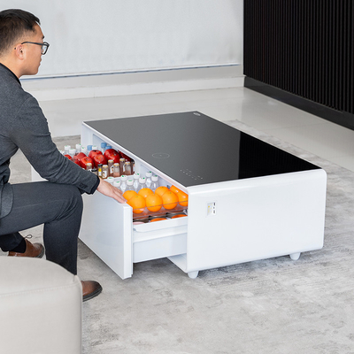 PORTABLE 2024 Primst Smart Refrigerator Koffietafel Mini-koelkasttafel met draadloos opladen muziekspeler Voor kantoorhotel