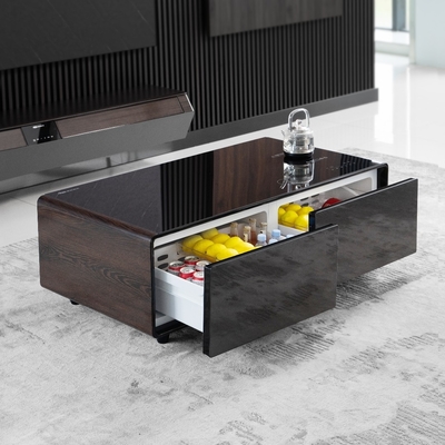 Moderne metalen koffietafel met instelbare hoogte met slim aanraakscherm en ingebouwde koelkast
