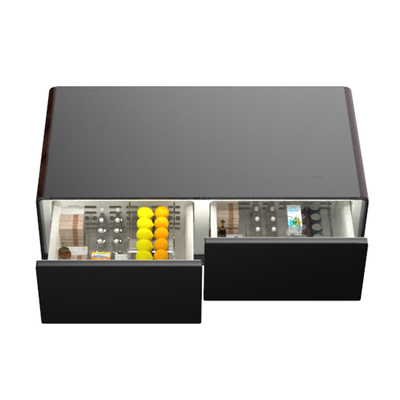 Draadloos opladen Tempered Glass Table met dubbele koelkast laden LED licht 220V 60W
