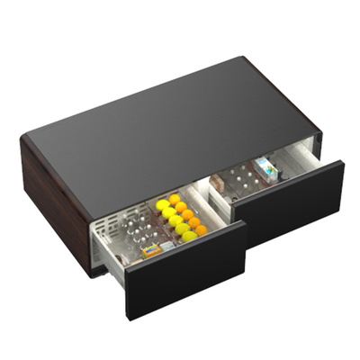 Draadloos opladen Tempered Glass Table met dubbele koelkast laden LED licht 220V 60W