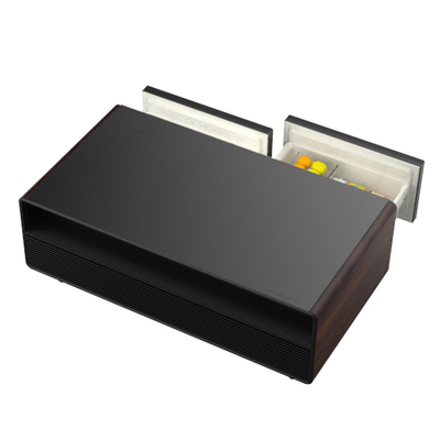 Draadloos opladen Tempered Glass Table met dubbele koelkast laden LED licht 220V 60W