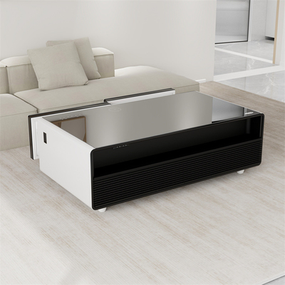 Ingebouwde koelkast luidsprekers koelkast tafel met stopcontact LED licht metaal glas Modern