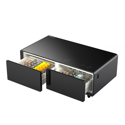 Ingebouwde koelkast luidsprekers koelkast tafel met stopcontact LED licht metaal glas Modern