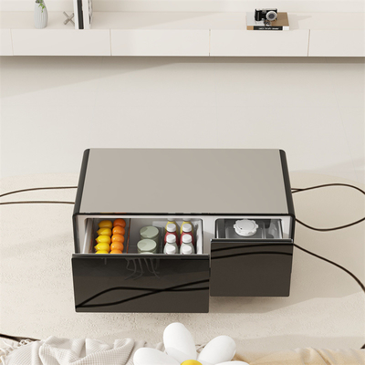 Witte houten koffietafel met koeler ontwerp en draadloos opladen 93L 2 laden