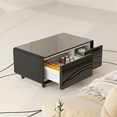 Witte houten koffietafel met koeler ontwerp en draadloos opladen 93L 2 laden