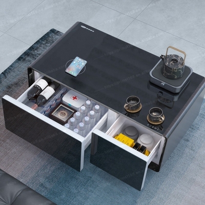 Witte houten koffietafel met koeler ontwerp en draadloos opladen 93L 2 laden