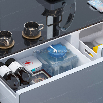 Moderne koffietafel met LED bedieningspaneel draadloos opladen en ingebouwde koelkast