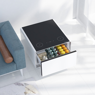 Mini Side Table Drawer Bierdrankkoeler met gehard glas en draadloos opladen