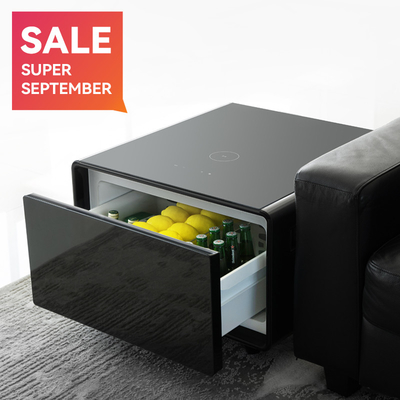 Mini Side Table Drawer Bierdrankkoeler met gehard glas en draadloos opladen