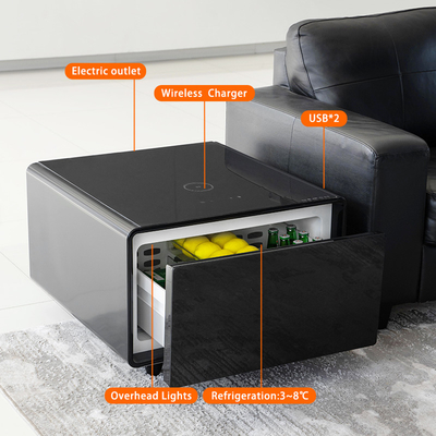 Mini Side Table Drawer Bierdrankkoeler met gehard glas en draadloos opladen