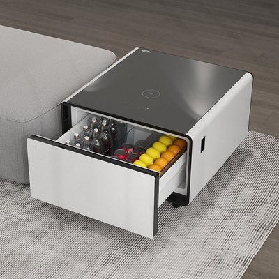 Moderne mini zijtafel met draadloos opladen koelkastladen