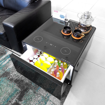 Multifunktioneel koffietafel met koelkast draadloos opladen en muziekspeler