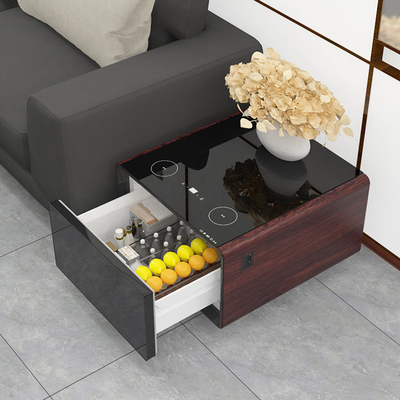 Multifunctionele koffietafel met koelkas en draadloos opladen