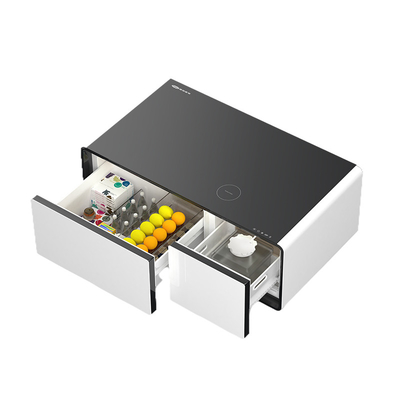 Home Meubels Slimme koffietafel met 2 koelkastladen en glasgelegeerd plastic