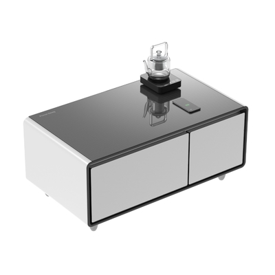 Tempered Glass Table Top Slimme koffietafel met ingebouwde koelkast luidspreker en opslag