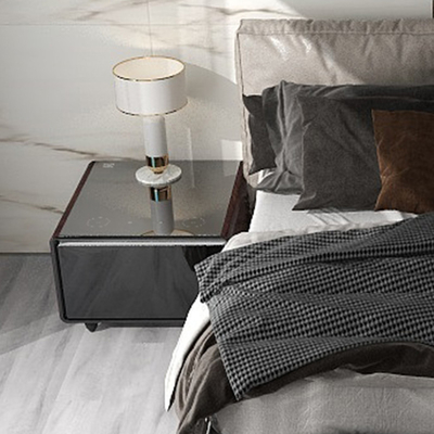 670*704*457mm Modern Design Style Tempered Glass Side Table met koelkastladen