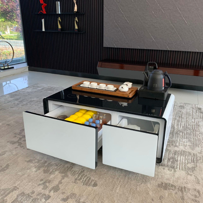 Moderne woonkamermeubilair Draadloos opladen Koffietafel met dubbele koelkastladen