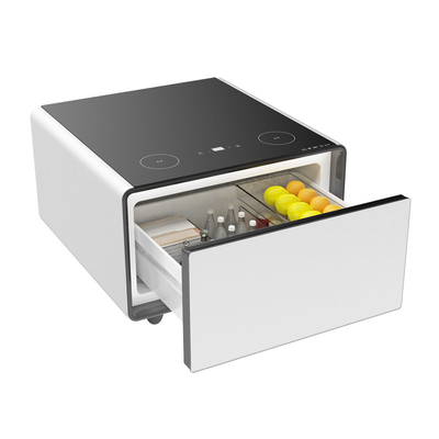 Slimme nachtkast met 65L koelkast en draadloos opladen Tempered Glass Table