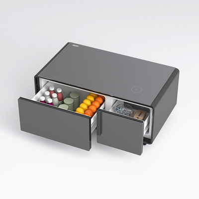 Slimme meubel tafel met 28L Frozen Drawer Mini koelkast en draadloos opladen