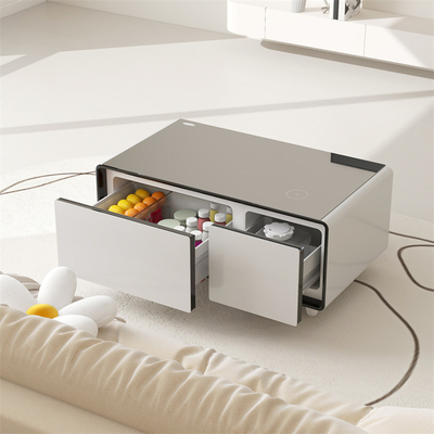Modern draadloos opladen Mini koelkast Slimme koffietafel met gehard glas tafelblad