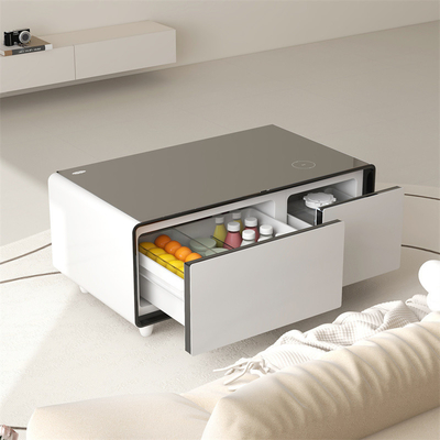 Modern draadloos opladen Mini koelkast Slimme koffietafel met gehard glas tafelblad