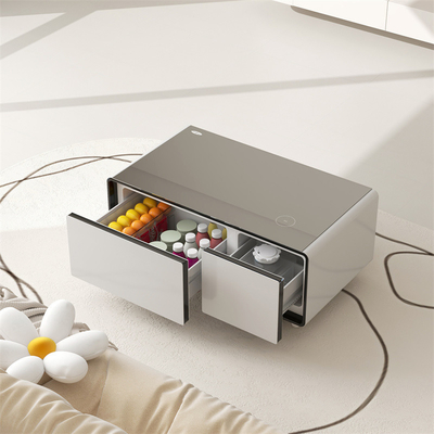 Modern draadloos opladen Mini koelkast Slimme koffietafel met gehard glas tafelblad