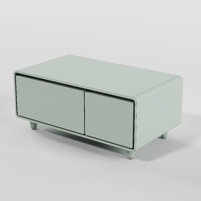 Chique gehard glas koffie tafel met ingebouwde koelkast en draadloos opladen