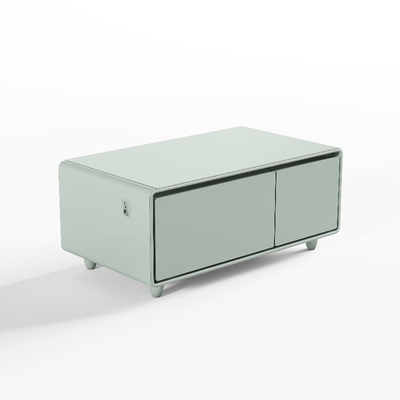 Chique gehard glas koffie tafel met ingebouwde koelkast en draadloos opladen