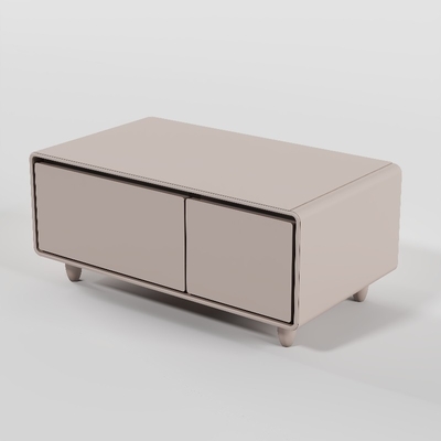 Moderne koffietafel met draadloos opladen en mini-koelkast