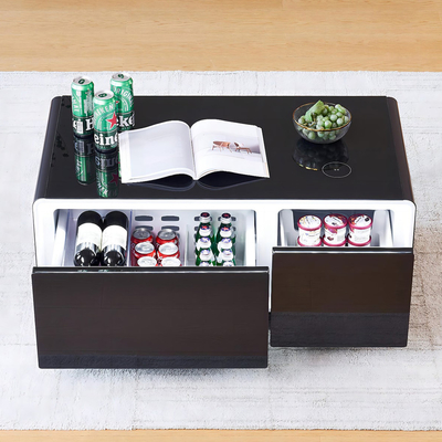 Draadloos opladen Moderne koffietafel met mini koelkast Woonmeubelen Roestvrij staal
